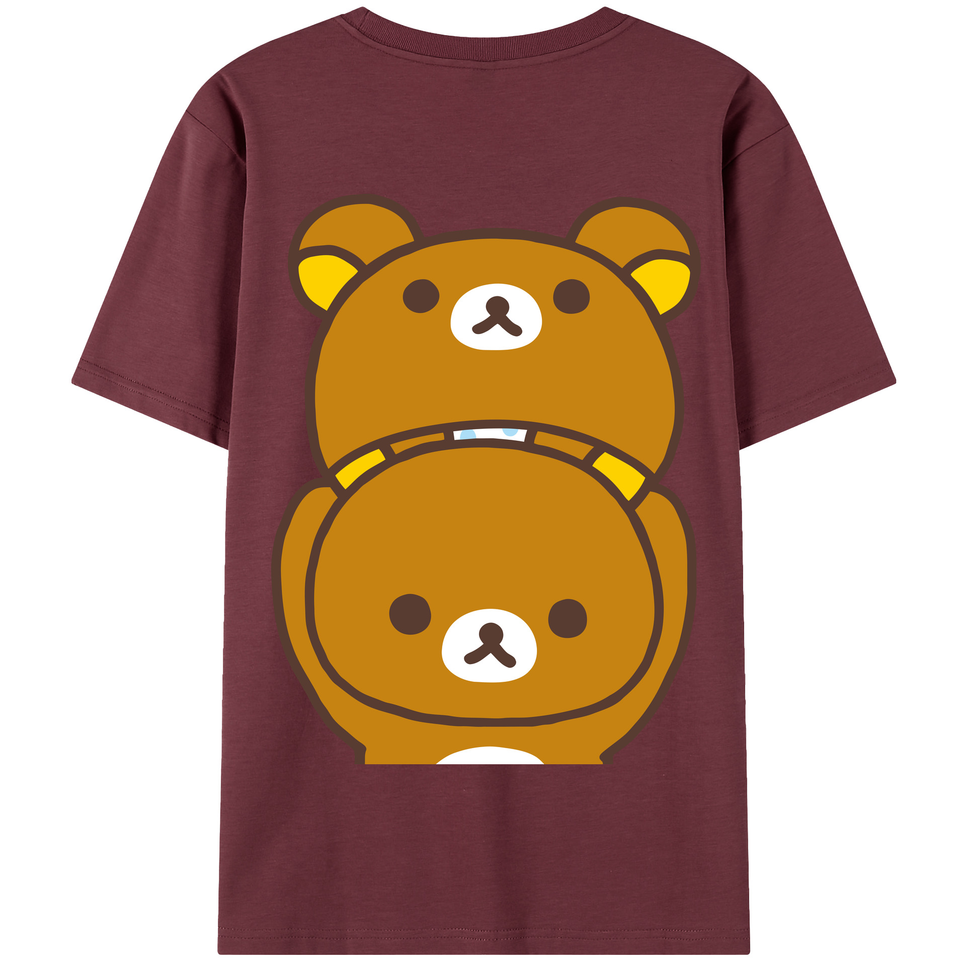 （画像用） リラックマ リラックマ キイロイトリ Rilakkuma Korilakkuma Kiiroitori 綿100％半袖Tシャツ（背面プリント）